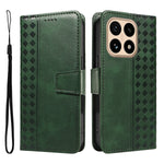 For Xiaomi 15T Leather Case Wallet Stand Grids Imprinted Phone Cover with Strap