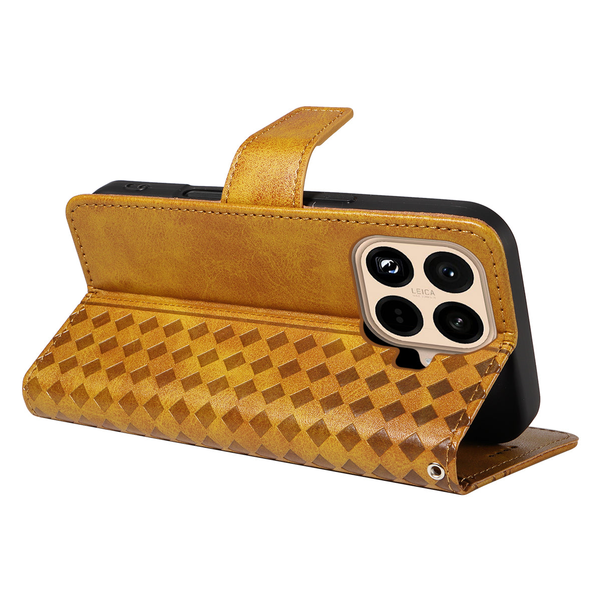 For Xiaomi 15T Pro Leather Case Wallet Stand Grids Imprinted Phone Cover with Strap