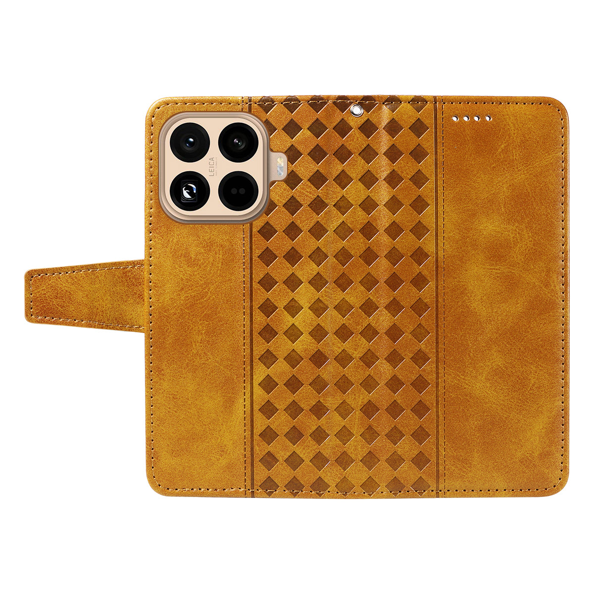 For Xiaomi 15T Pro Leather Case Wallet Stand Grids Imprinted Phone Cover with Strap