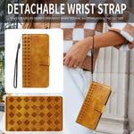 For Xiaomi 15T Pro Leather Case Wallet Stand Grids Imprinted Phone Cover with Strap