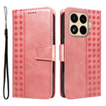 For Xiaomi 15T Pro Leather Case Wallet Stand Grids Imprinted Phone Cover with Strap