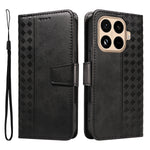 For Xiaomi 15T Pro Leather Case Wallet Stand Grids Imprinted Phone Cover with Strap