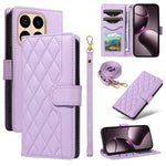 For Xiaomi 15T Wallet Case Rhombus Leather Phone Cover with Strap