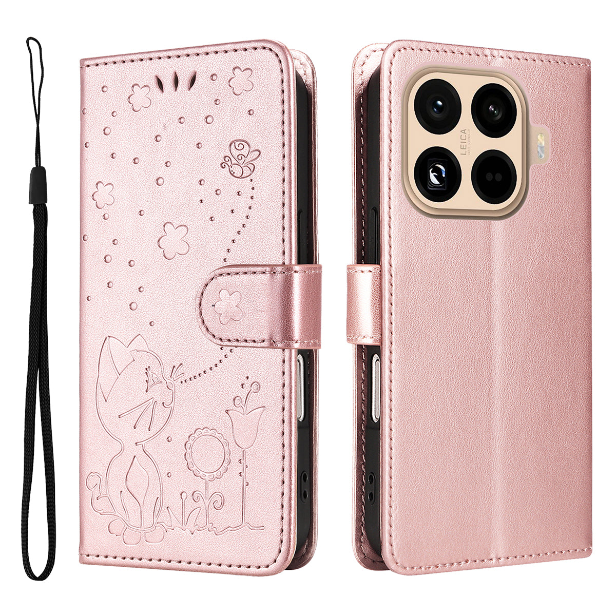 For Xiaomi 15T Pro Leather Wallet Case Cat Bee Pattern Phone Cover Stand