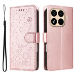 For Xiaomi 15T Pro Leather Wallet Case Cat Bee Pattern Phone Cover Stand