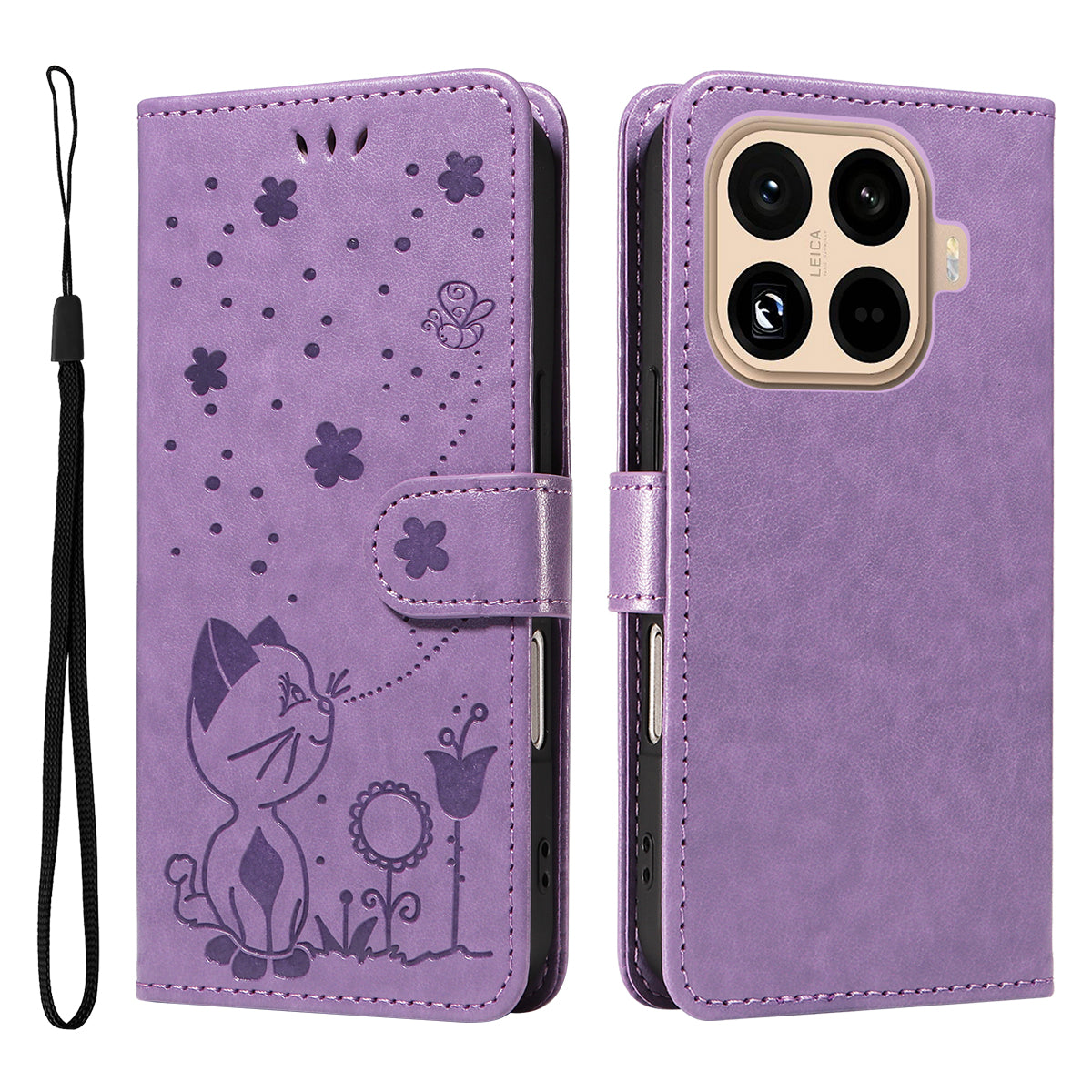 For Xiaomi 15T Pro Leather Wallet Case Cat Bee Pattern Phone Cover Stand