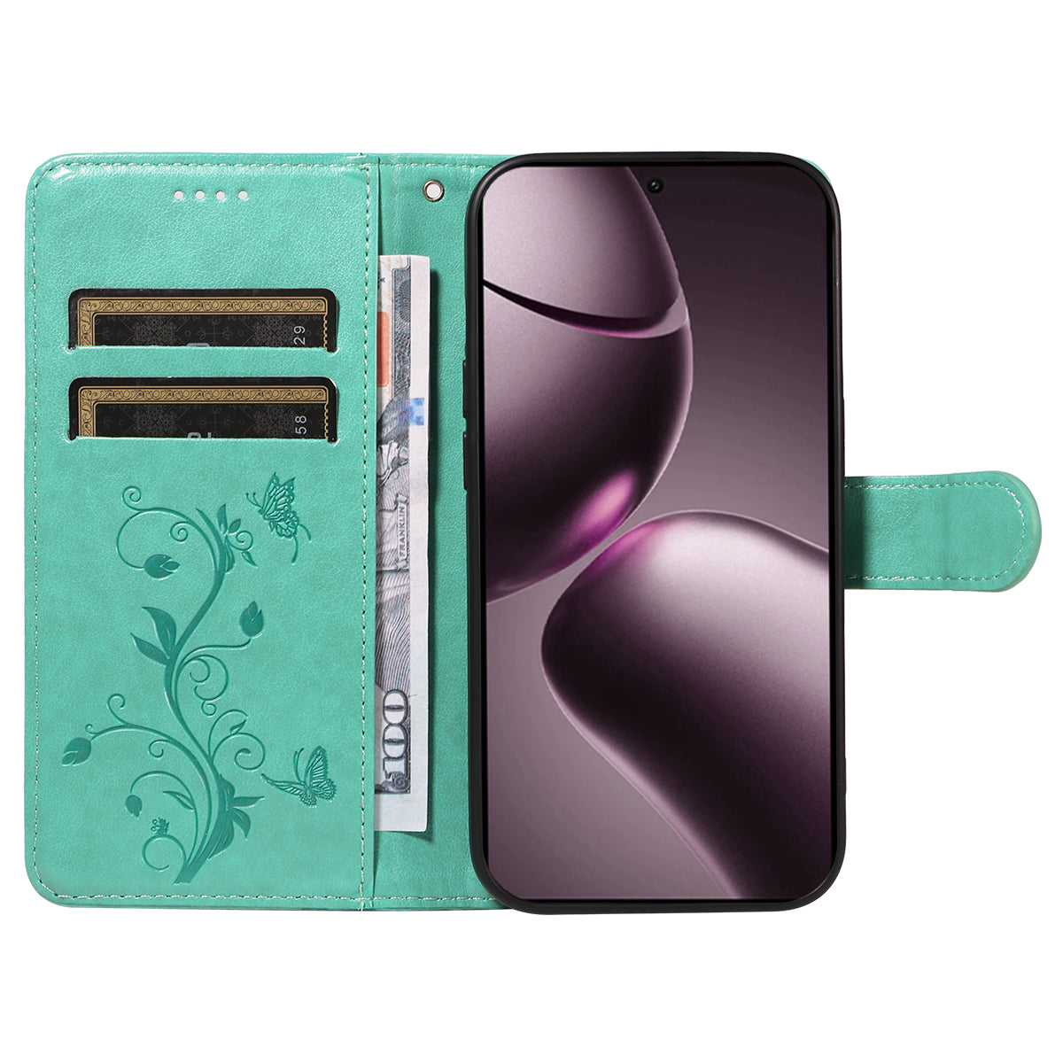 For Xiaomi 15T PU Leather Cases Flower Pattern Wallet Stand Phone Cover with Strap