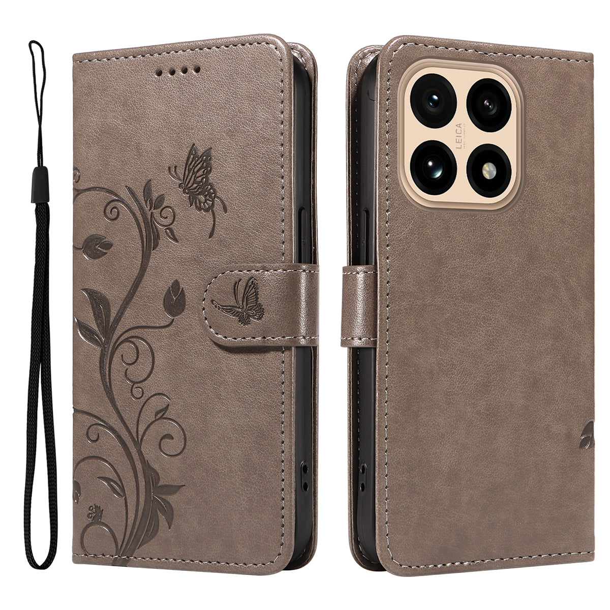 For Xiaomi 15T PU Leather Cases Flower Pattern Wallet Stand Phone Cover with Strap