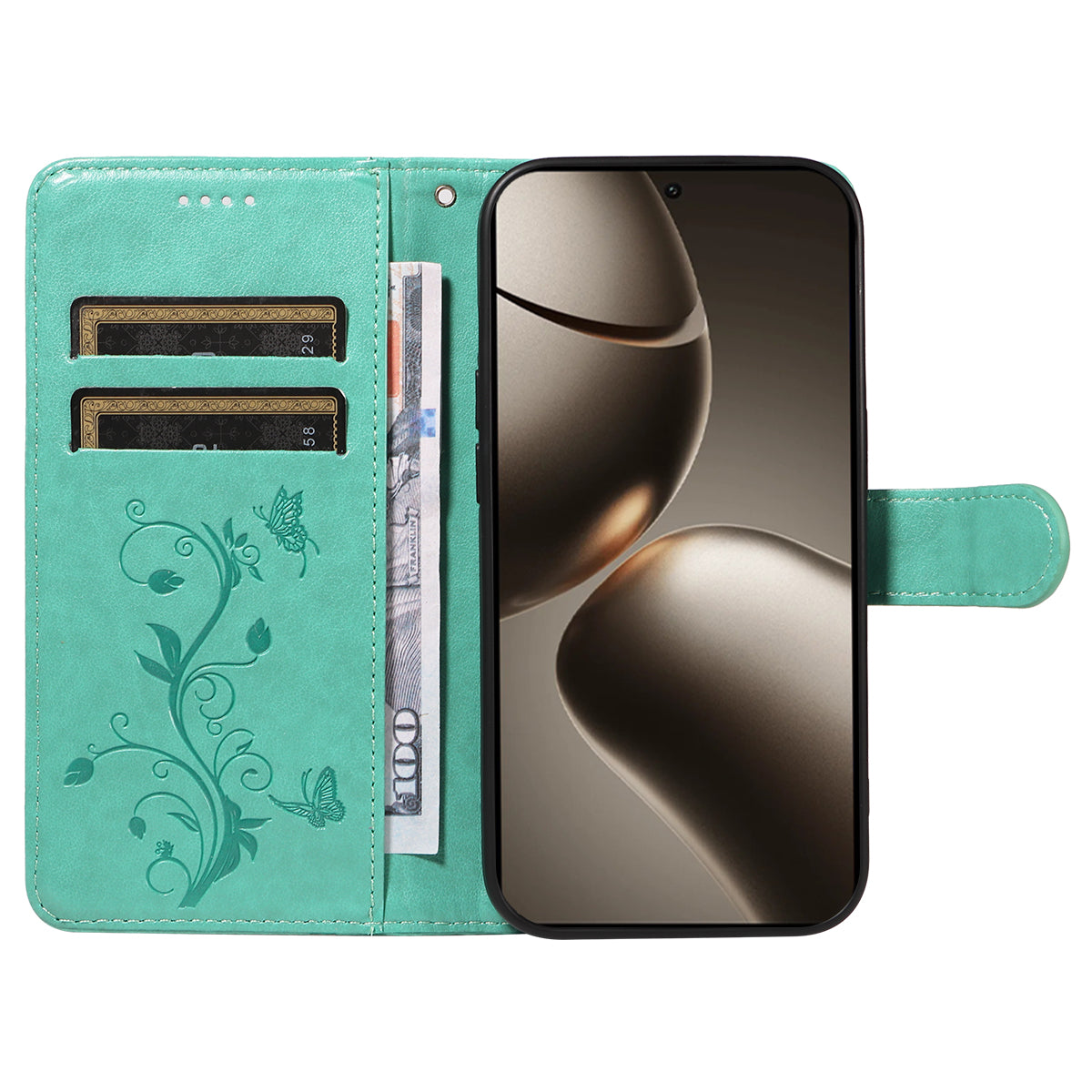 For Xiaomi 15T Pro PU Leather Cases Flower Pattern Wallet Stand Phone Cover with Strap