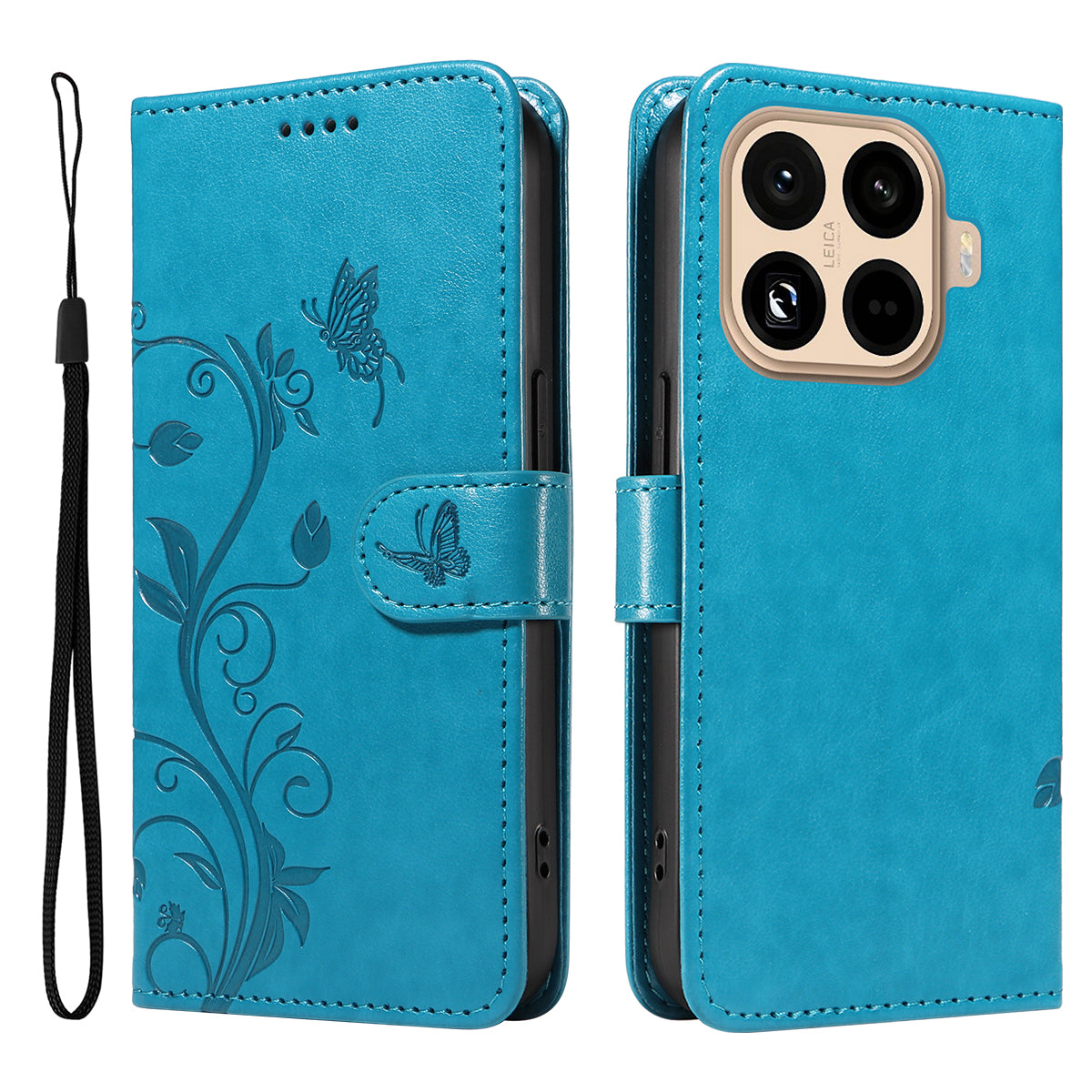 Xiaomi 15T Pro PU-läderfodral Blommönster Plånboksfodral med stativ och rem