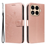 Xiaomi 15T Pro PU-läderfodral Blommönster Plånboksfodral med stativ och rem
