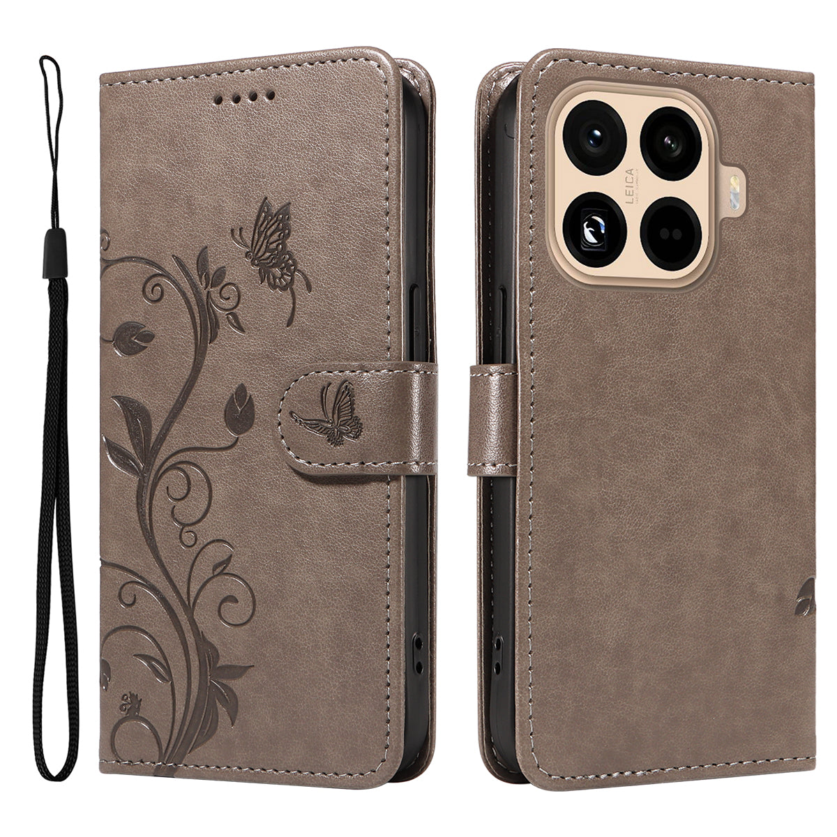 Xiaomi 15T Pro PU-läderfodral Blommönster Plånboksfodral med stativ och rem