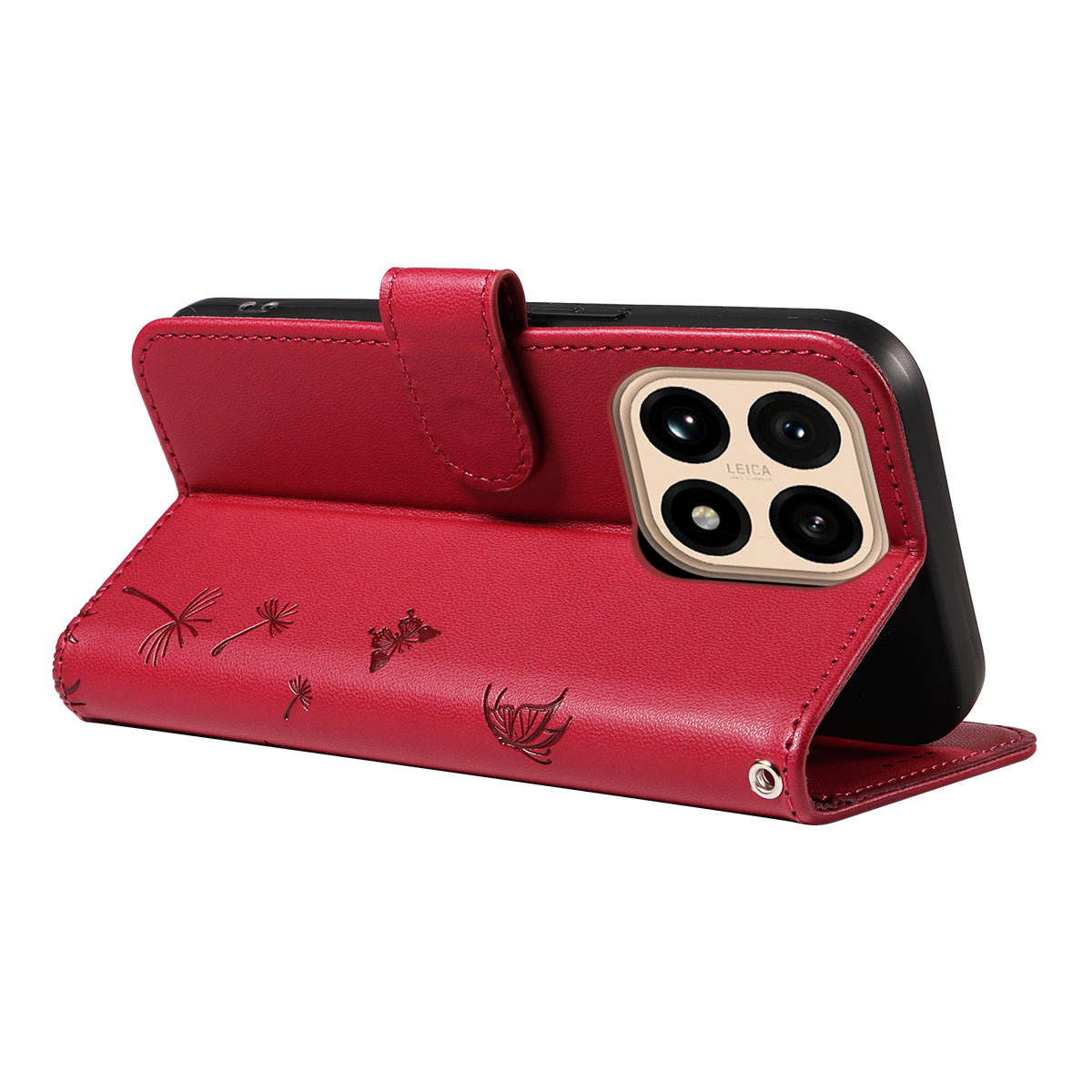 For Xiaomi 15T Leather Wallet Case with Strap Dandelion Imprint Phone Stand Cover