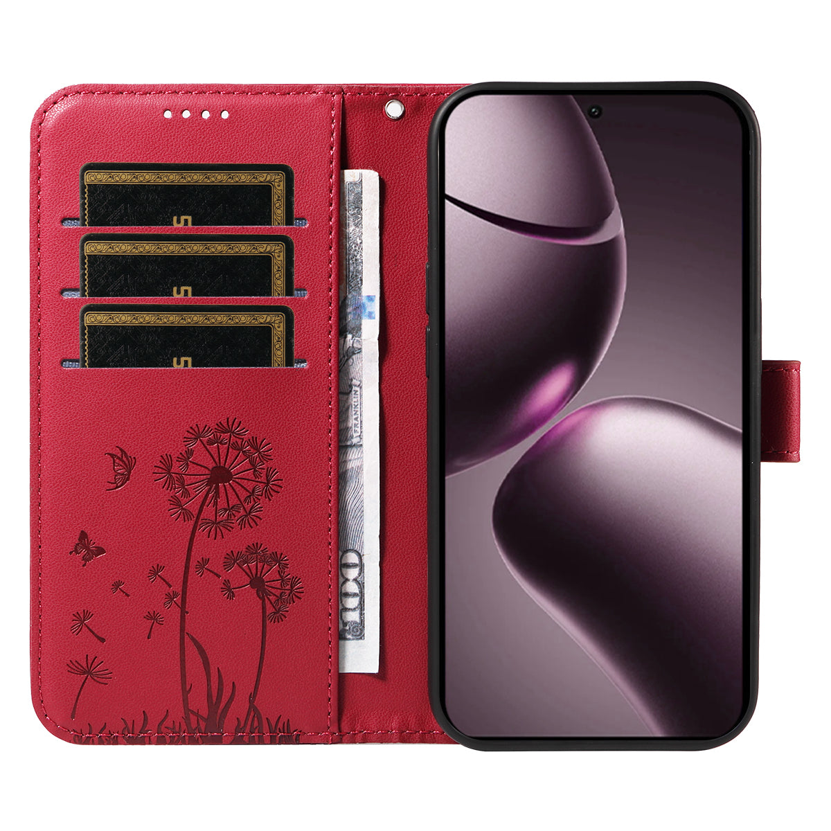 For Xiaomi 15T Leather Wallet Case with Strap Dandelion Imprint Phone Stand Cover