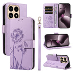 For Xiaomi 15T Leather Wallet Case with Strap Dandelion Imprint Phone Stand Cover