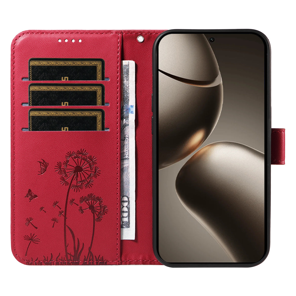 For Xiaomi 15T Pro Leather Wallet Case with Strap Dandelion Imprint Phone Stand Cover