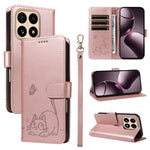 For Xiaomi 15T Case Cat Pattern Imprint Leather Phone Cover with Wrist Strap