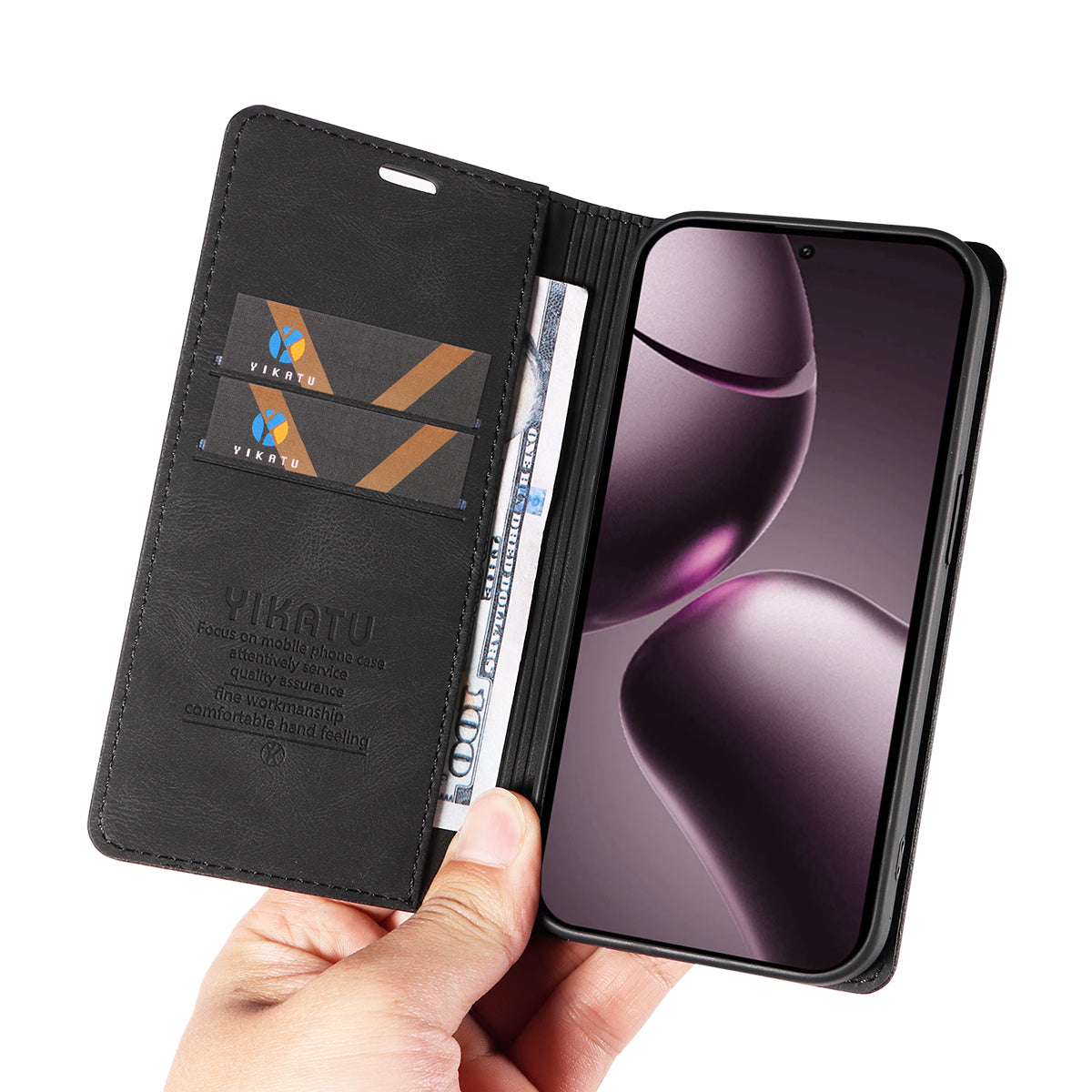 YIKATU For Xiaomi 15T Leather Cover  YK-004 Skin-Touch Wallet Phone Cases