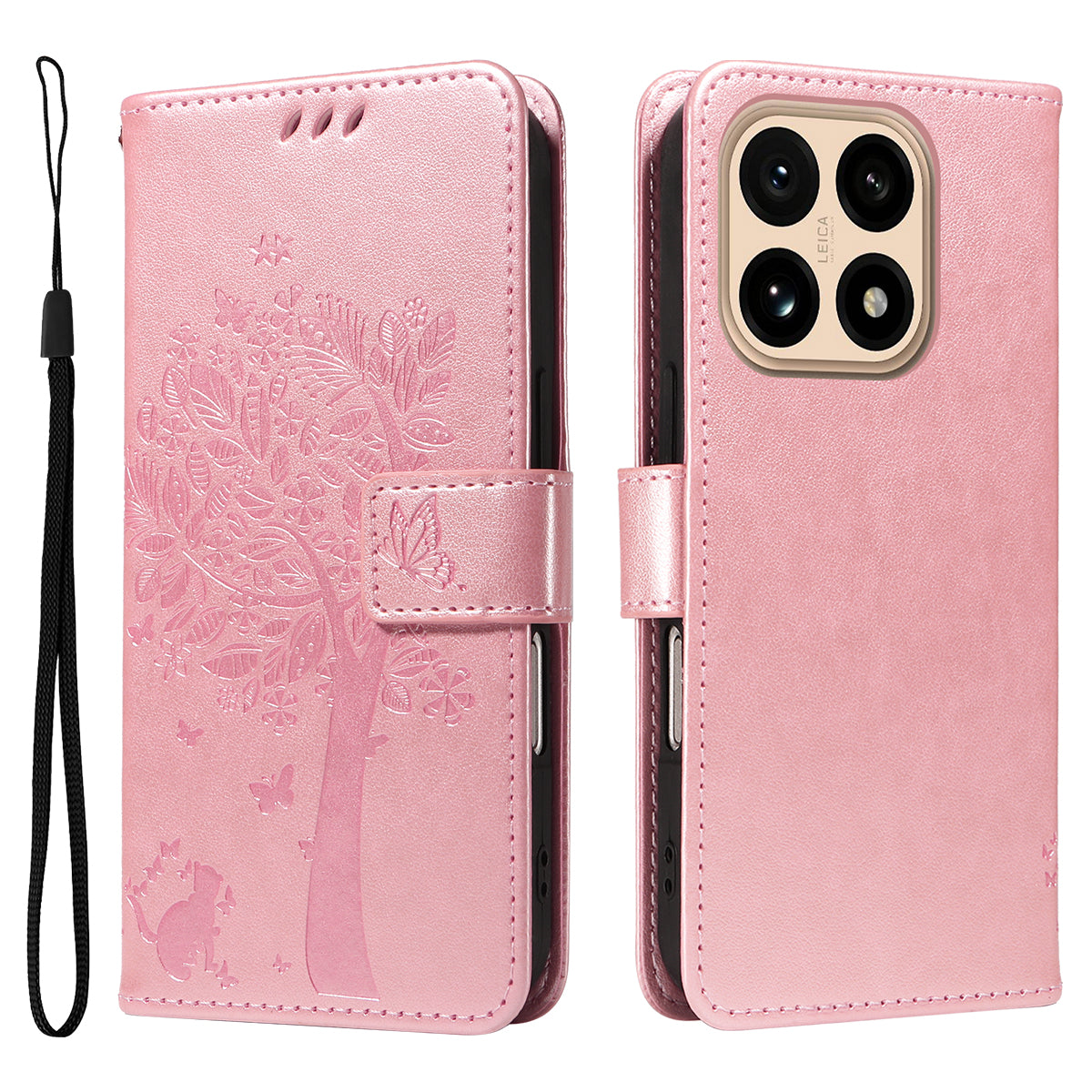 For Xiaomi 15T Phone Case with Stand Cat Tree Pattern Leather Wallet Mobile Cover