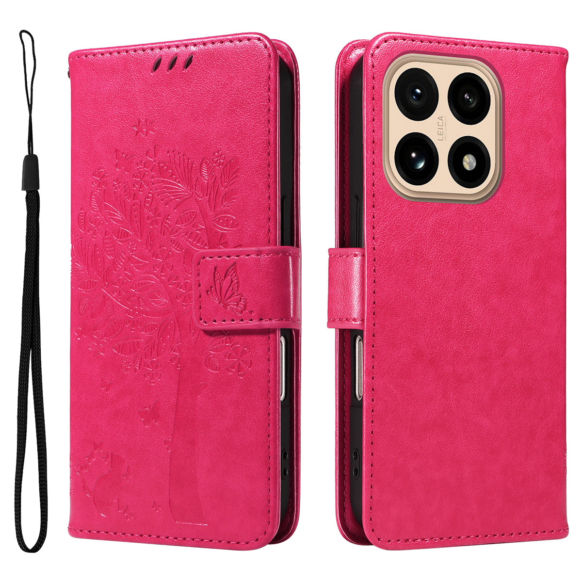 For Xiaomi 15T Phone Case with Stand Cat Tree Pattern Leather Wallet Mobile Cover