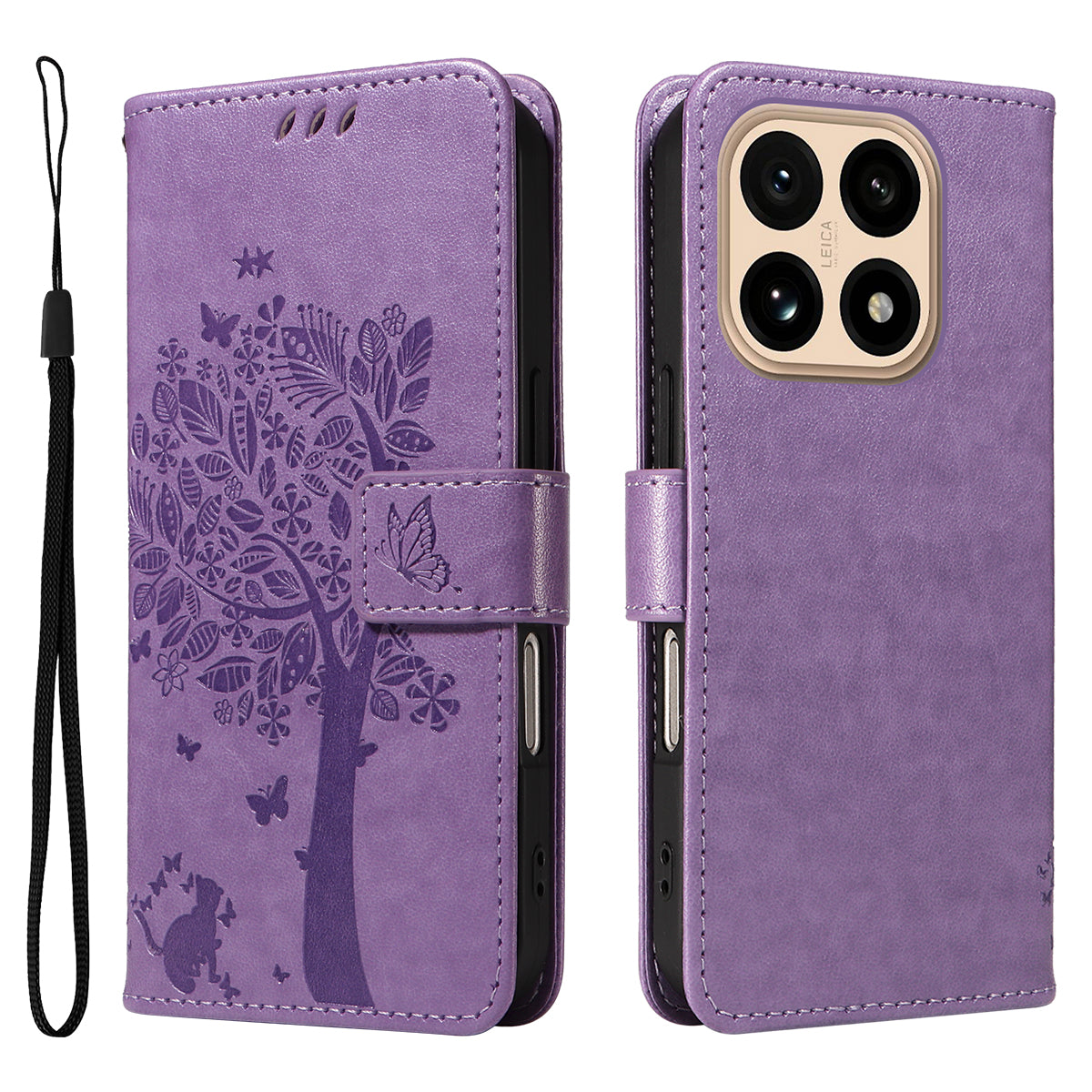 For Xiaomi 15T Phone Case with Stand Cat Tree Pattern Leather Wallet Mobile Cover