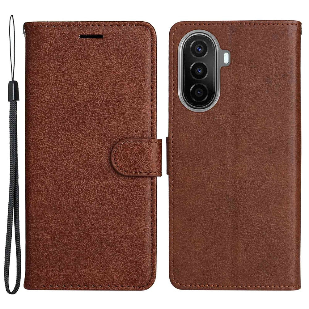 For Huawei Enjoy 50 / nova Y70 Plus 4G / nova Y70 Case Solid Color Leather Mobile Cover Wallet Stand with Strap