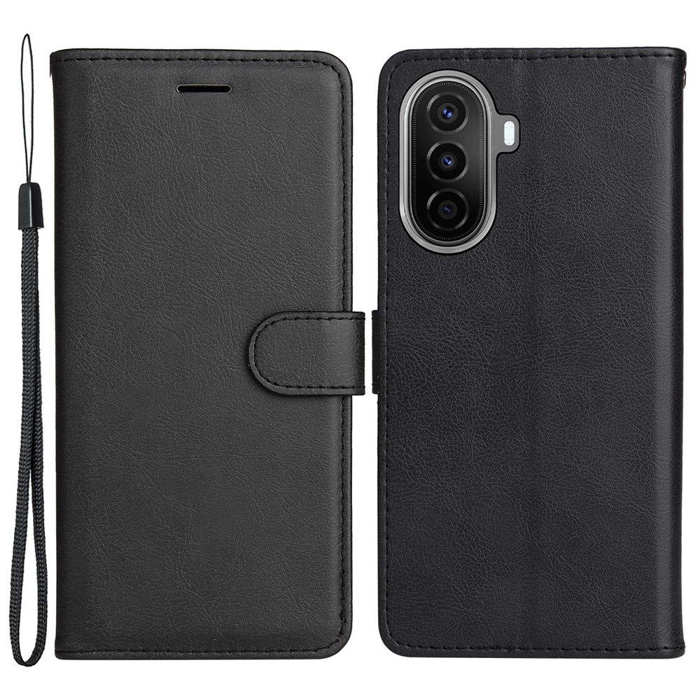 For Huawei Enjoy 50 / nova Y70 Plus 4G / nova Y70 Case Solid Color Leather Mobile Cover Wallet Stand with Strap