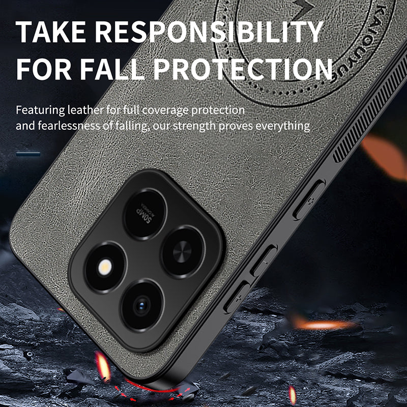 WANLONFENG For Honor 400 Smart 5G / 4G / X7d 4G Magnetic Case SD1 Series Nappa Texture PC TPU Phone Cover