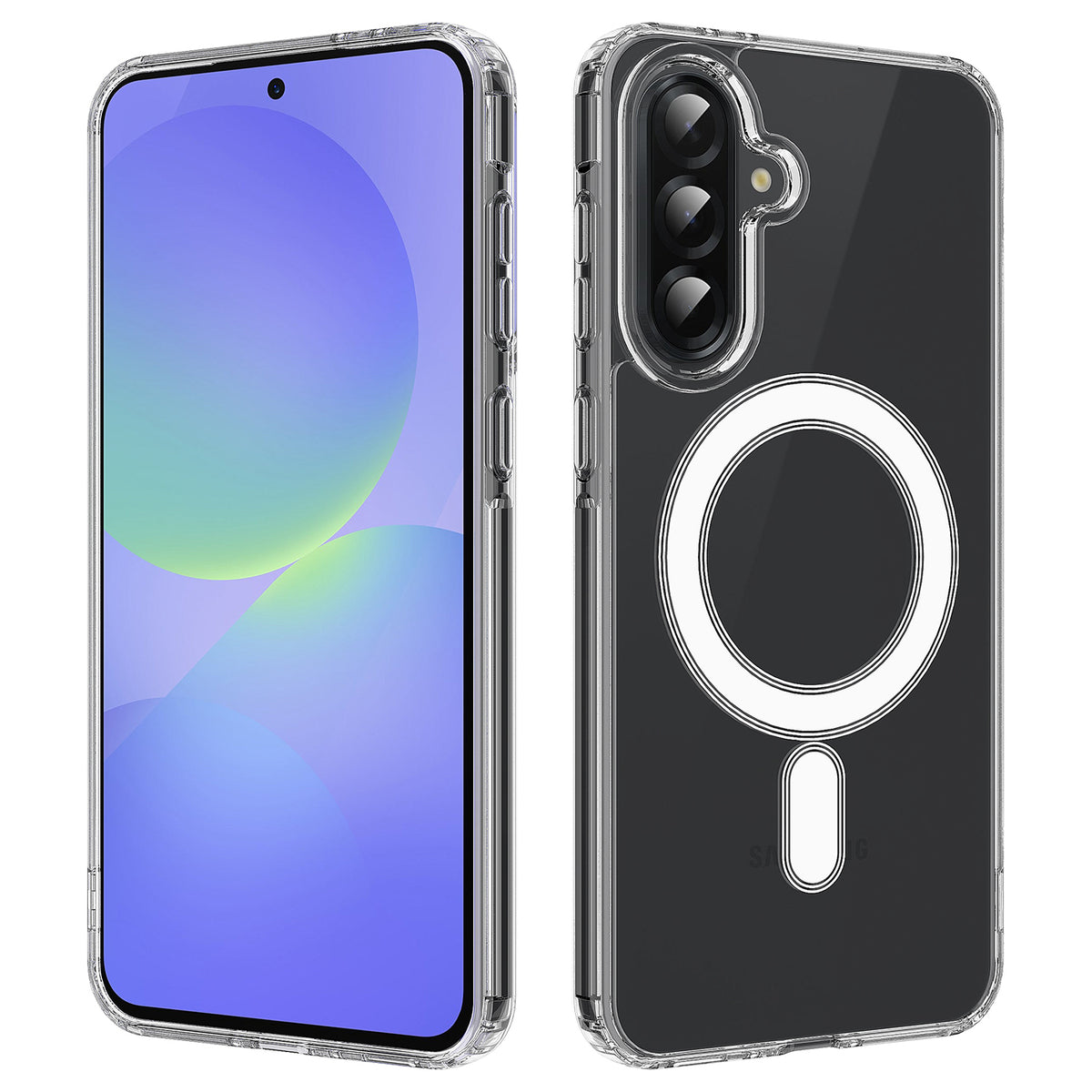 Samsung Galaxy M17 5G / F17 5G / A18 4G / A18 5G / A17 5G / A17 4G gennemsigtigt magnetisk mobilcover med TPU + akryl-bagside