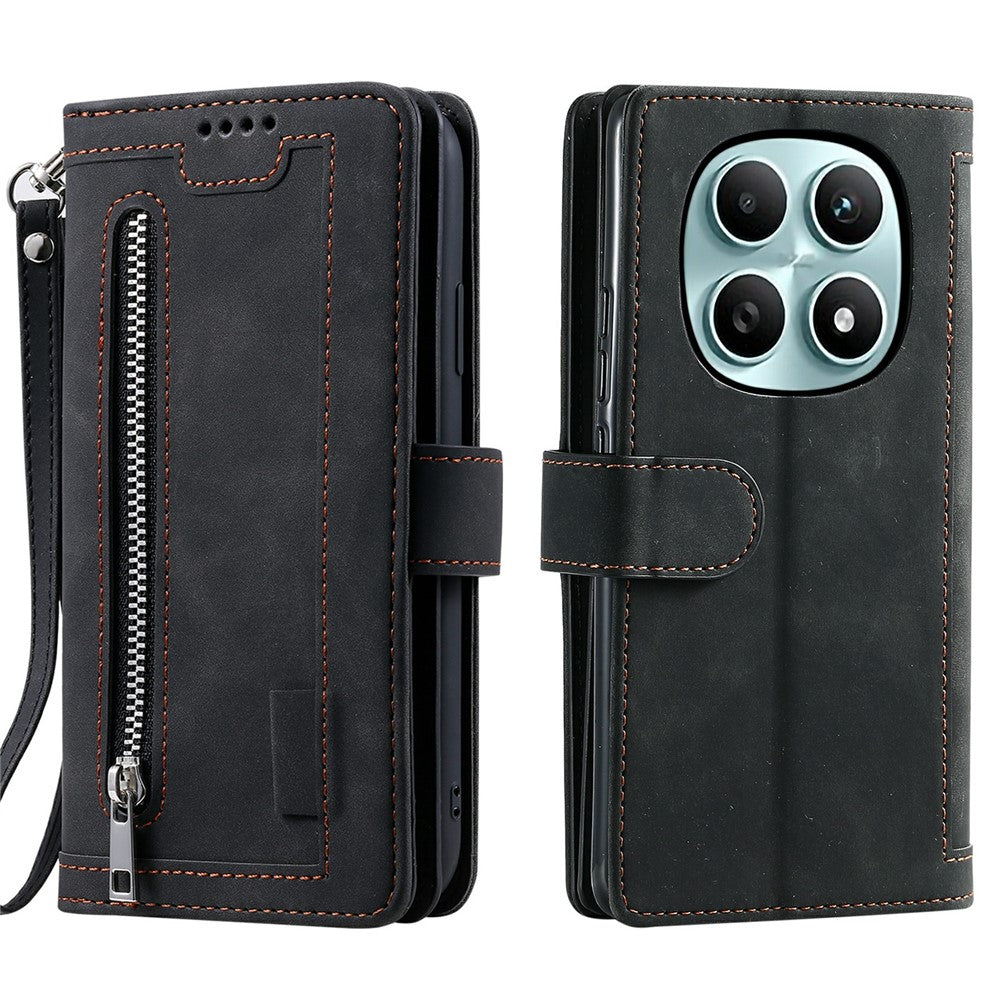 For Xiaomi Poco M8 5G / Redmi Note 15 5G (Global) Case 9 Card Slots Zipper Wallet PU Leather Phone Cover with Wrist Strap