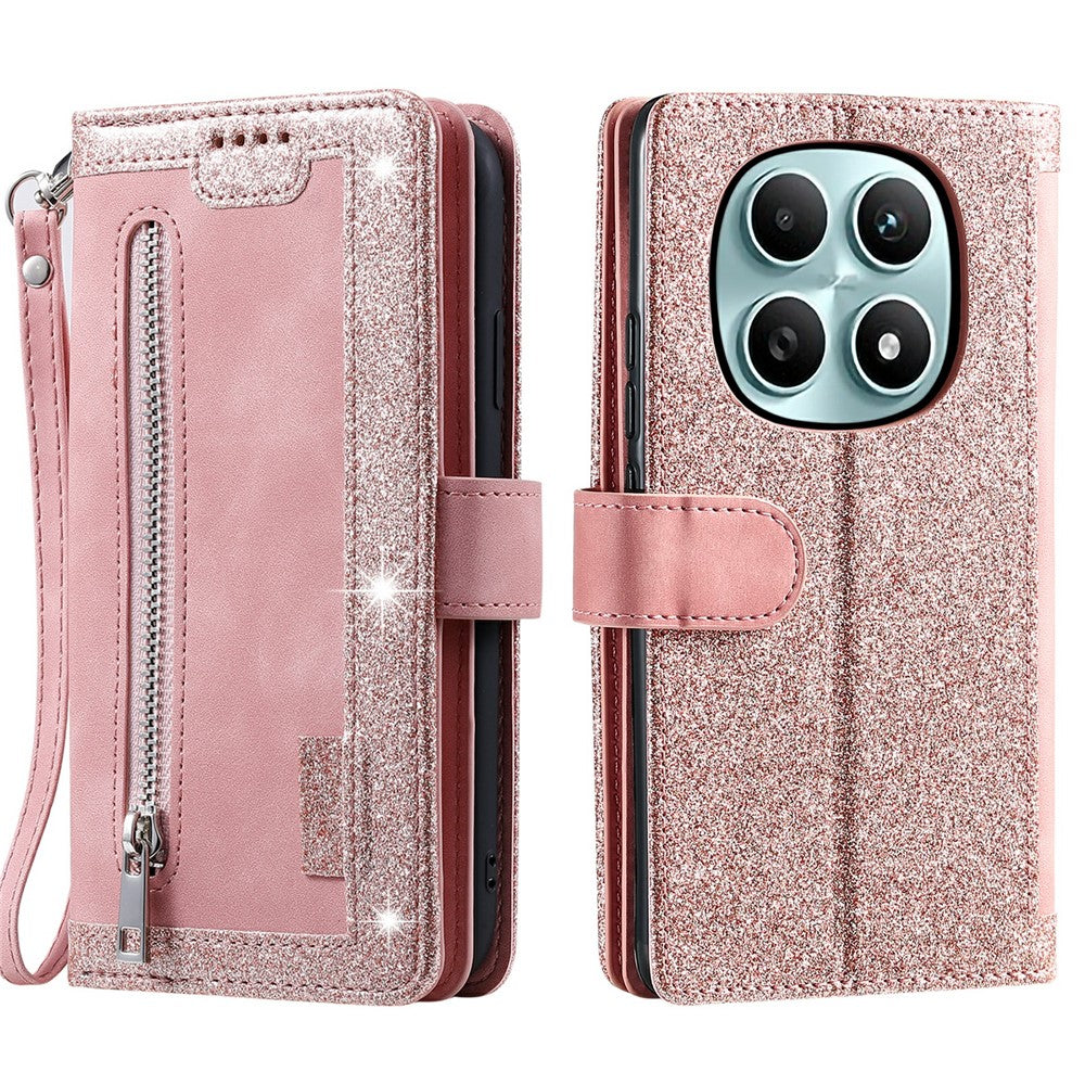 For Xiaomi Poco M8 5G / Redmi Note 15 5G (Global) Case 9 Card Slots Zipper Wallet PU Leather Phone Cover with Wrist Strap