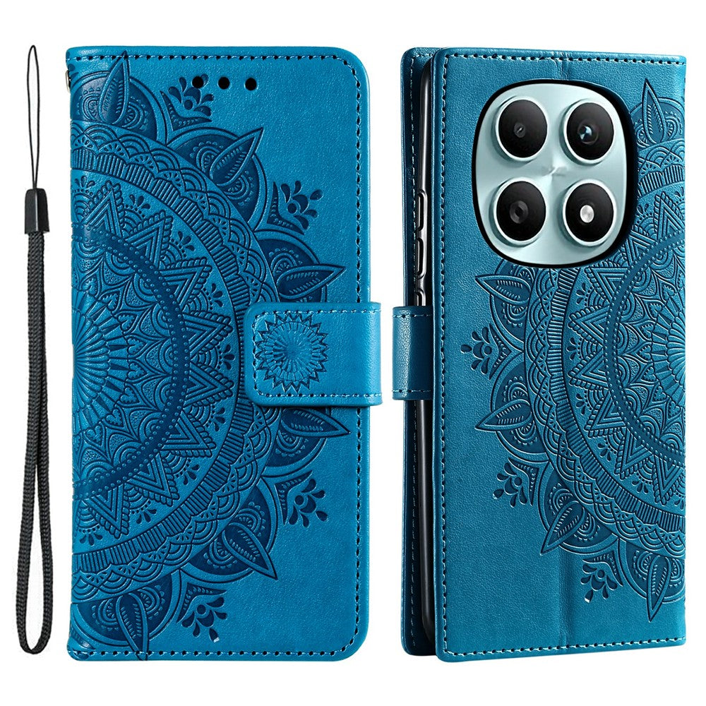 For Xiaomi Poco M8 5G / Redmi Note 15 5G (Global) Stand Case Imprinted Totem PU Leather Wallet Phone Cover with Wrist Strap