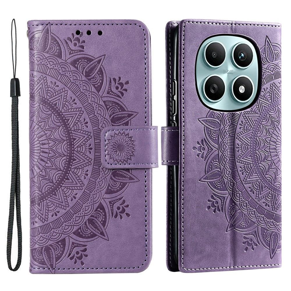 For Xiaomi Poco M8 5G / Redmi Note 15 5G (Global) Stand Case Imprinted Totem PU Leather Wallet Phone Cover with Wrist Strap