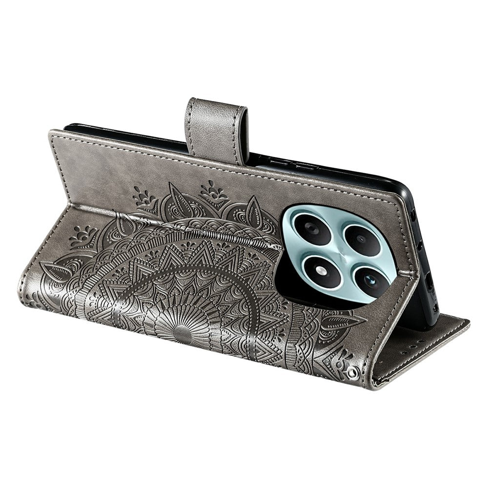 For Xiaomi Poco M8 5G / Redmi Note 15 5G (Global) Stand Case Imprinted Totem PU Leather Wallet Phone Cover with Wrist Strap