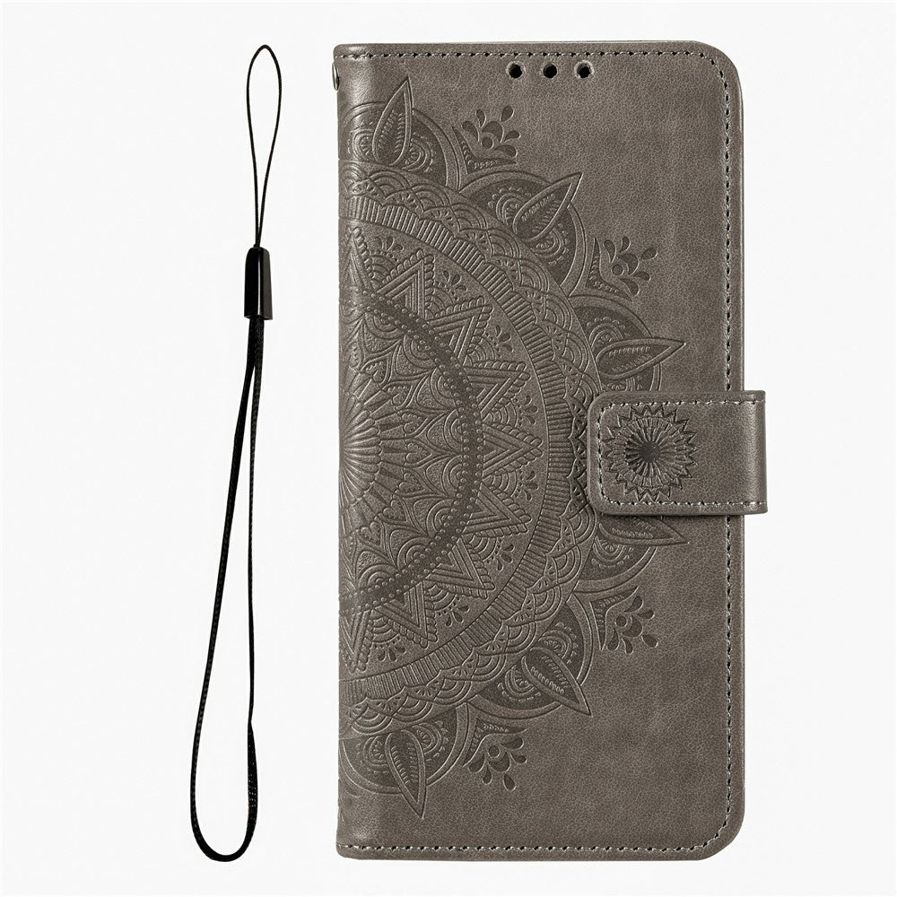 For Xiaomi Poco M8 5G / Redmi Note 15 5G (Global) Stand Case Imprinted Totem PU Leather Wallet Phone Cover with Wrist Strap