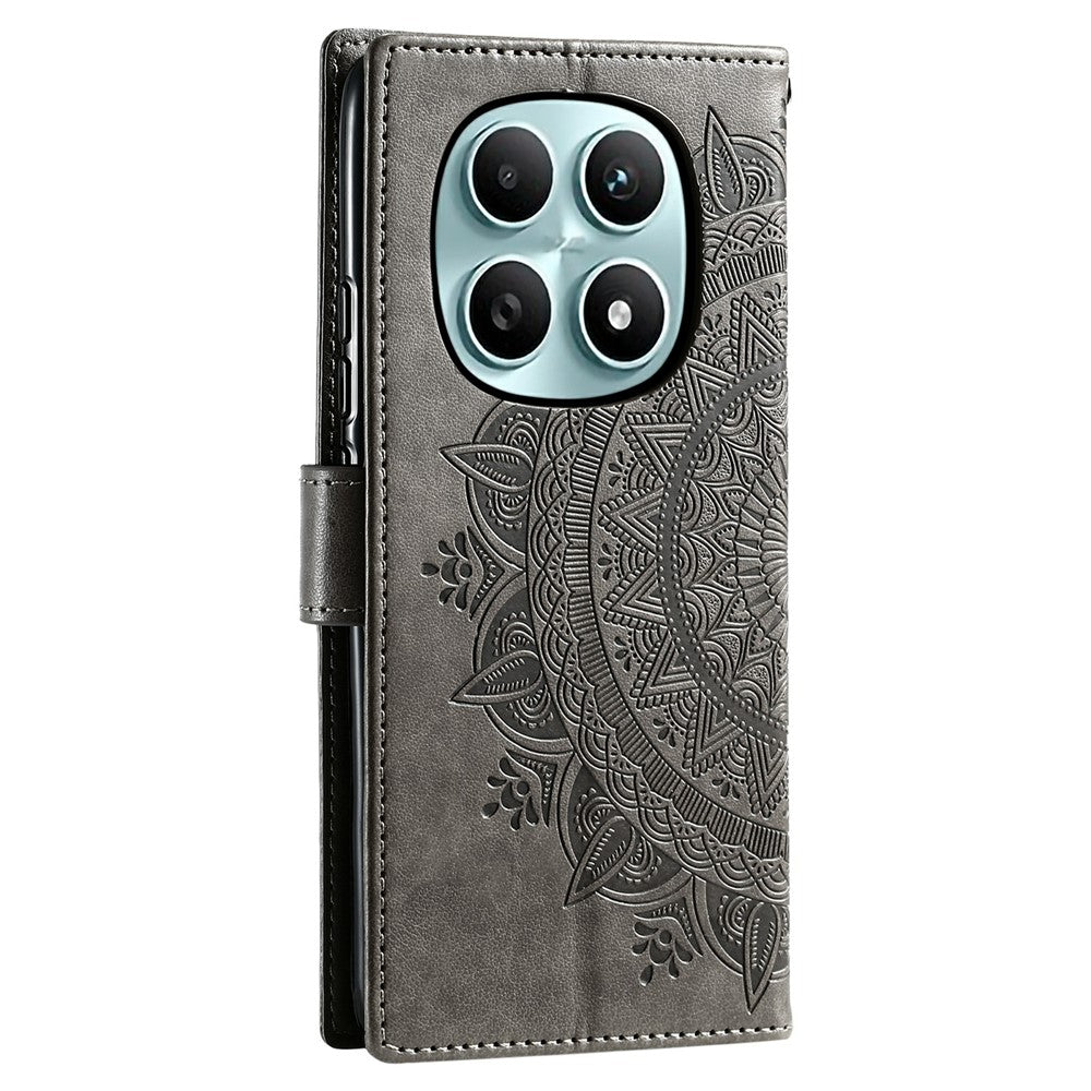For Xiaomi Poco M8 5G / Redmi Note 15 5G (Global) Stand Case Imprinted Totem PU Leather Wallet Phone Cover with Wrist Strap