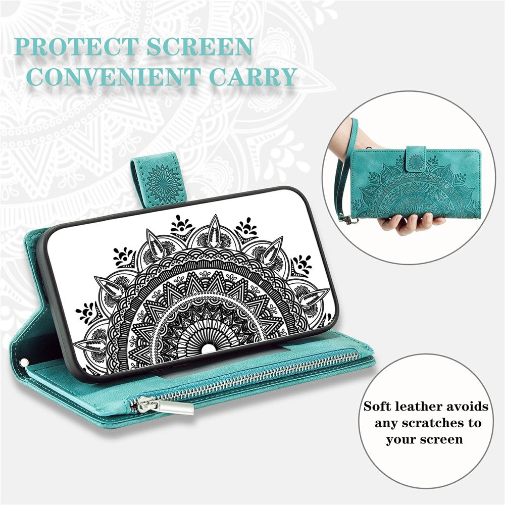 For Xiaomi Redmi Note 15 Pro 5G (Global) Wallet Case Mandala Flower Pattern PU Leather Phone Cover with Wrist Strap