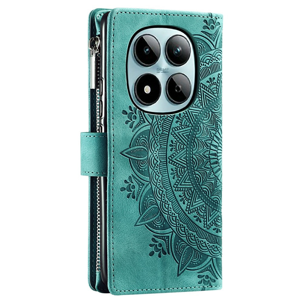 For Xiaomi Redmi Note 15 Pro 5G (Global) Wallet Case Mandala Flower Pattern PU Leather Phone Cover with Wrist Strap