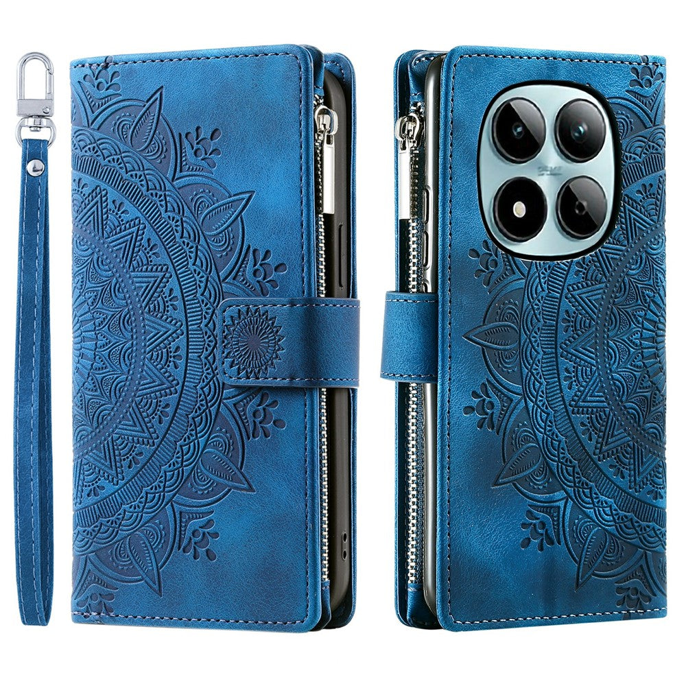 For Xiaomi Redmi Note 15 Pro 5G (Global) Wallet Case Mandala Flower Pattern PU Leather Phone Cover with Wrist Strap