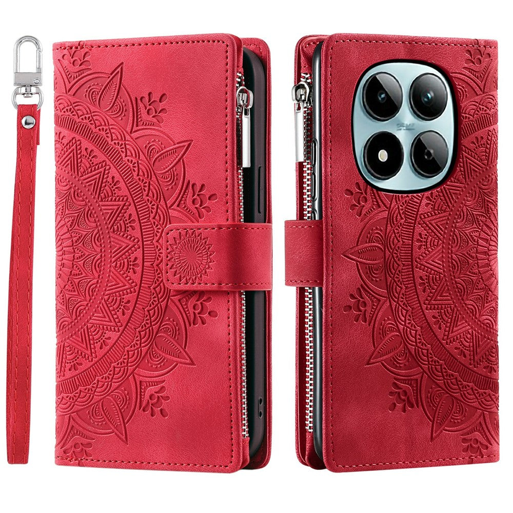 For Xiaomi Redmi Note 15 Pro 5G (Global) Wallet Case Mandala Flower Pattern PU Leather Phone Cover with Wrist Strap