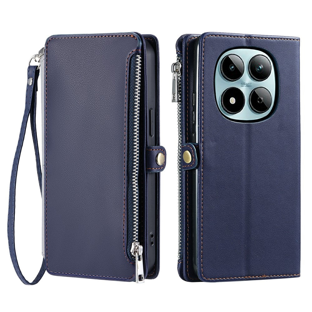 For Xiaomi Redmi Note 15 Pro 5G (Global) Case TPU + PU Leather Wallet Phone Cover with Wrist Strap