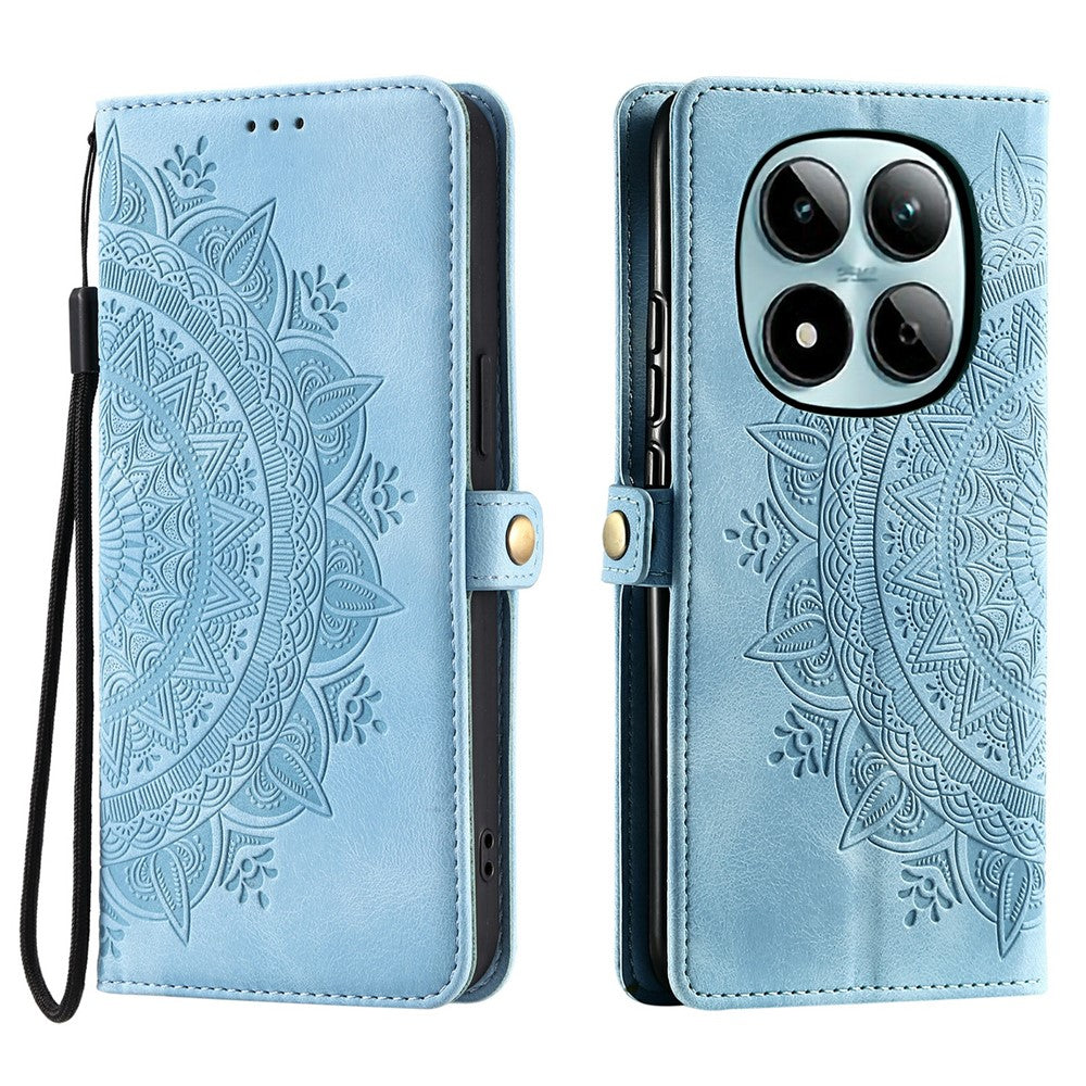 For Xiaomi Redmi Note 15 Pro 5G (Global) Case Skin Feel Totem Imprinted Wallet Leather Phone Cover with Hand Strap