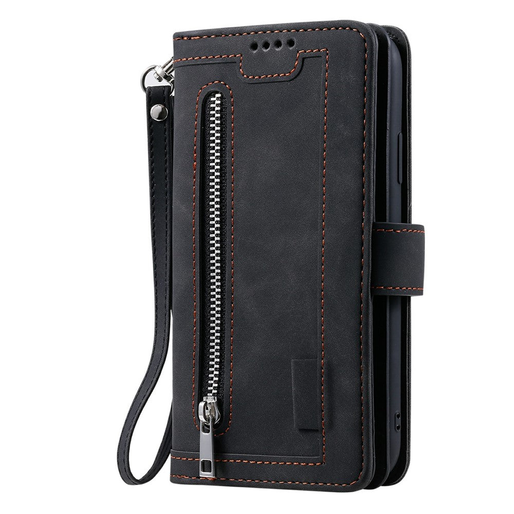 For Xiaomi Redmi Note 15 Pro 5G (Global) Case 9 Card Slots Zipper Wallet PU Leather Phone Cover with Wrist Strap