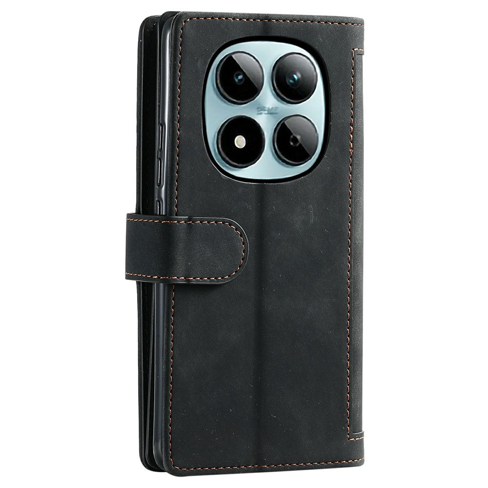 For Xiaomi Redmi Note 15 Pro 5G (Global) Case 9 Card Slots Zipper Wallet PU Leather Phone Cover with Wrist Strap