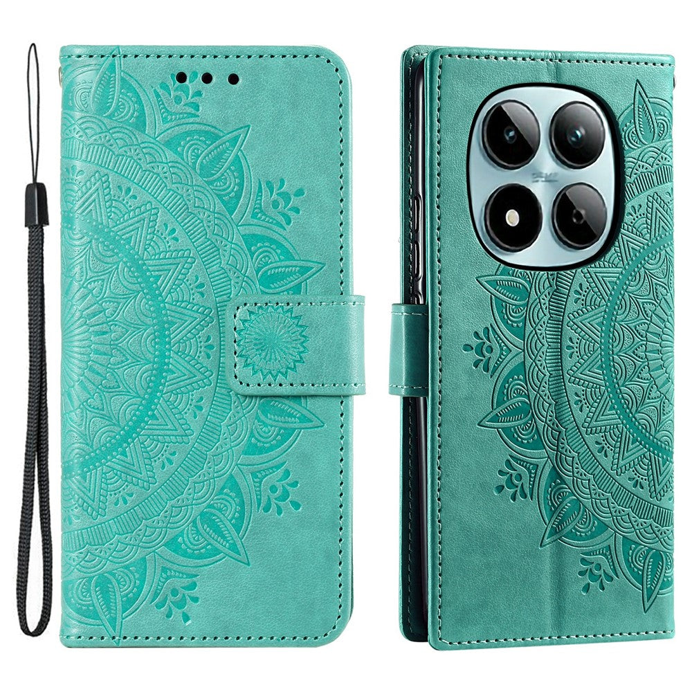For Xiaomi Redmi Note 15 Pro 5G (Global) Stand Case Imprinted Totem PU Leather Wallet Phone Cover with Wrist Strap