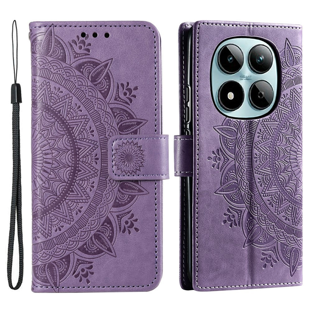 For Xiaomi Redmi Note 15 Pro 5G (Global) Stand Case Imprinted Totem PU Leather Wallet Phone Cover with Wrist Strap