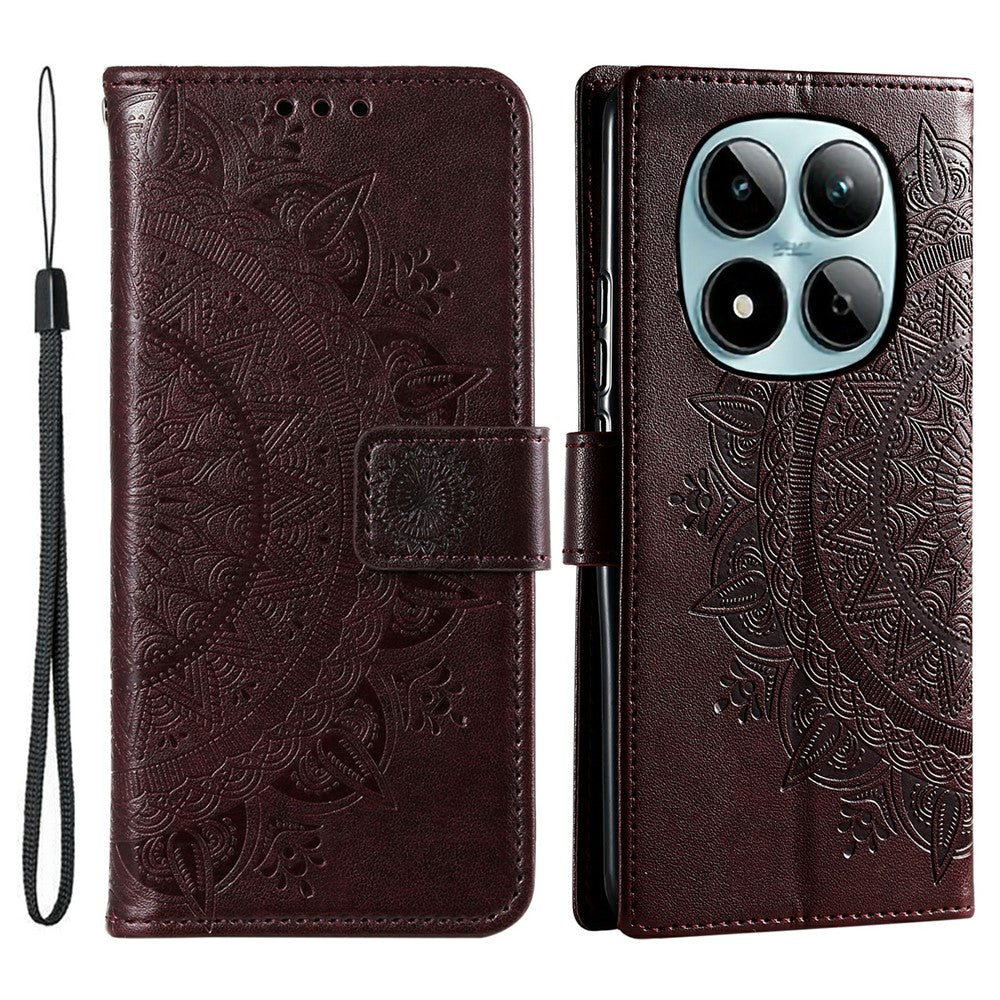 For Xiaomi Redmi Note 15 Pro 5G (Global) Stand Case Imprinted Totem PU Leather Wallet Phone Cover with Wrist Strap