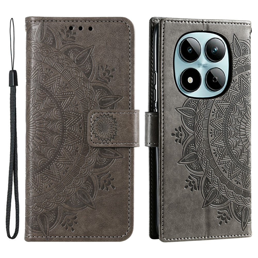 For Xiaomi Redmi Note 15 Pro 5G (Global) Stand Case Imprinted Totem PU Leather Wallet Phone Cover with Wrist Strap