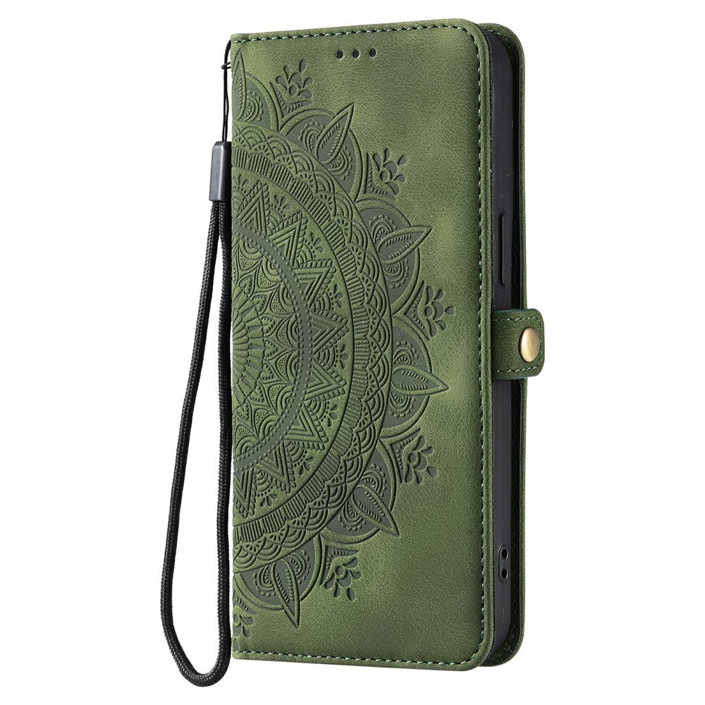 For Xiaomi Poco M8 Pro 5G / Redmi Note 15 Pro+ 5G (Global) Case Skin Feel Totem Imprinted Wallet Leather Phone Cover with Hand Strap