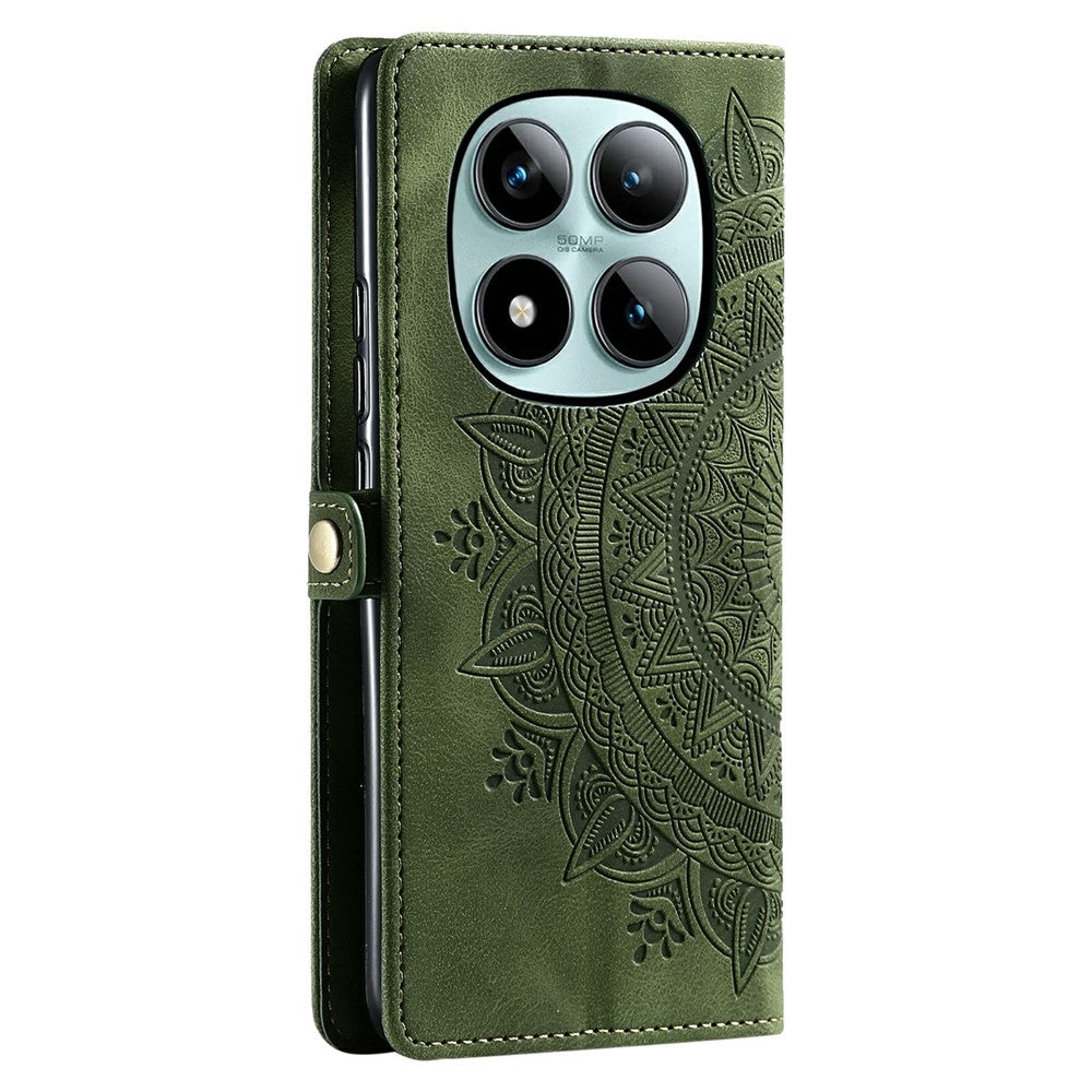 For Xiaomi Poco M8 Pro 5G / Redmi Note 15 Pro+ 5G (Global) Case Skin Feel Totem Imprinted Wallet Leather Phone Cover with Hand Strap